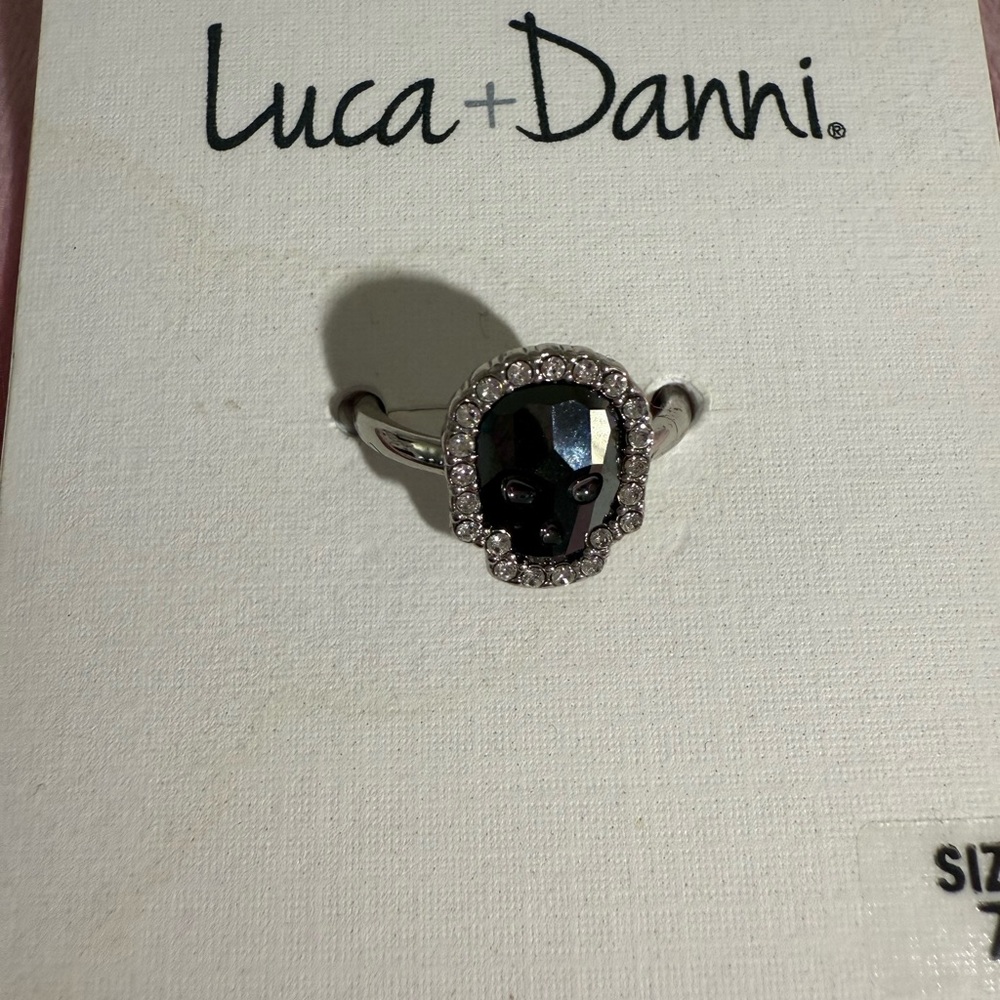 Luca + Danni Silver and Black Oval Ring